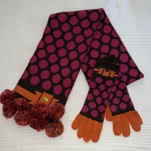Matching scarf and gloves set. Betsy Johnson. One size. Gently worn.